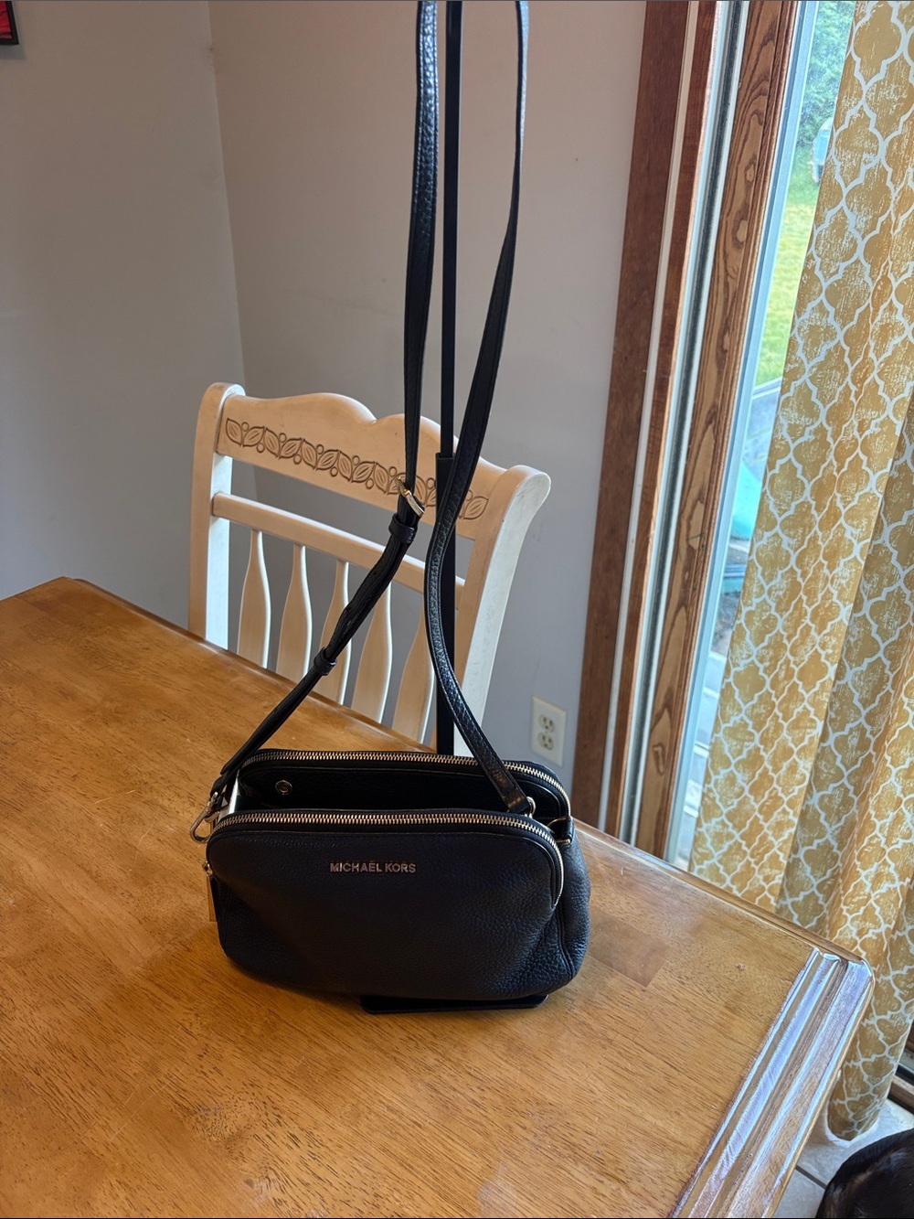 Michael Kors Black Crossbody Bag with Gold Hardware